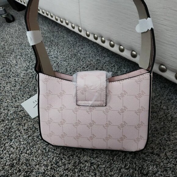 NWT $50 Nicole Miller Small Bag Pink Logo All Over Short Shoulder Strap - Picture 5 of 5
